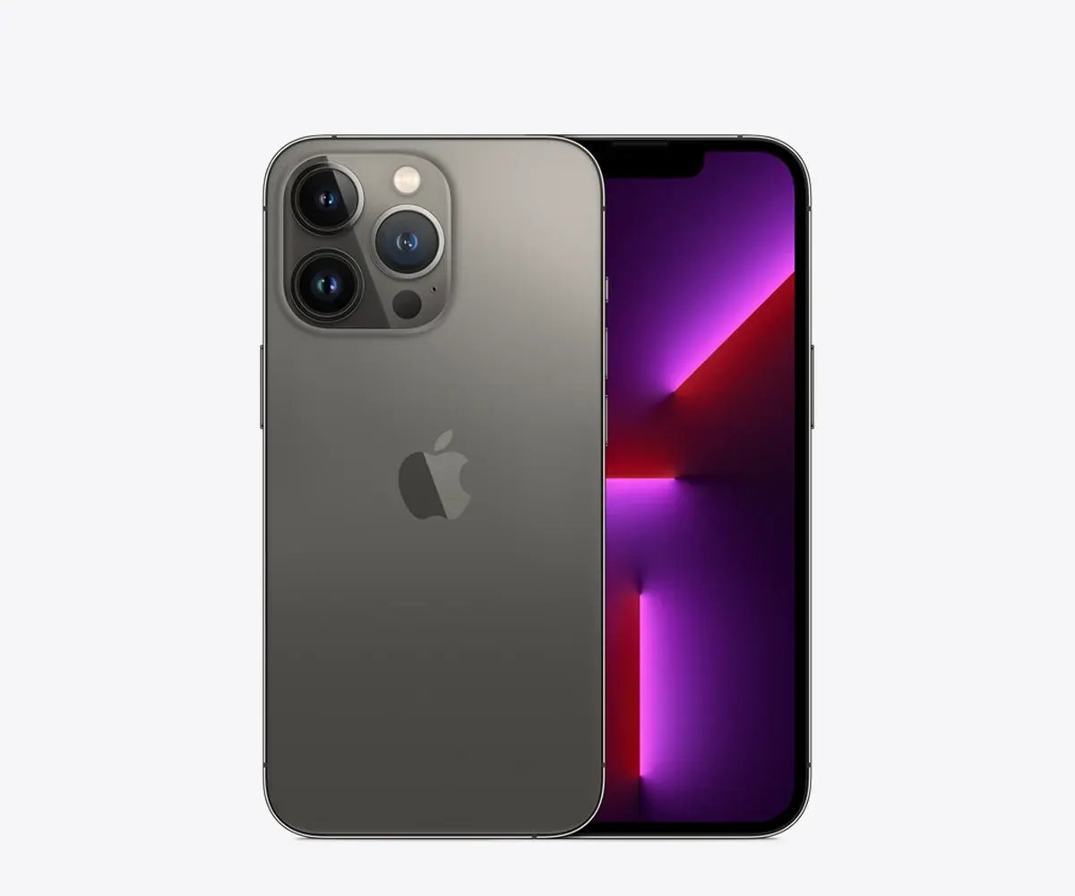 iPhone 13 Pro en Grafito, vista trasera y frontal