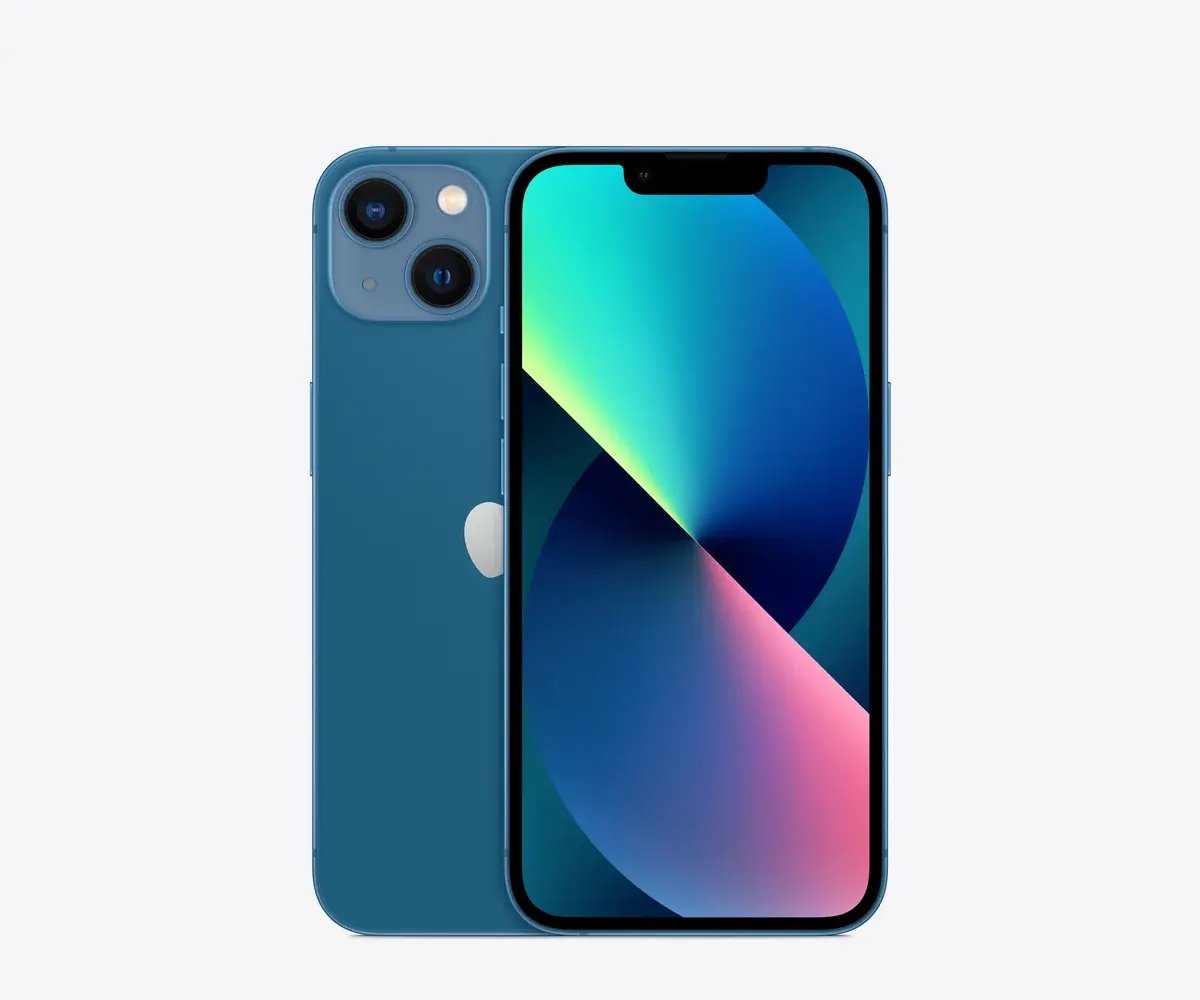 iPhone 13 en Azul, vista trasera y frontal