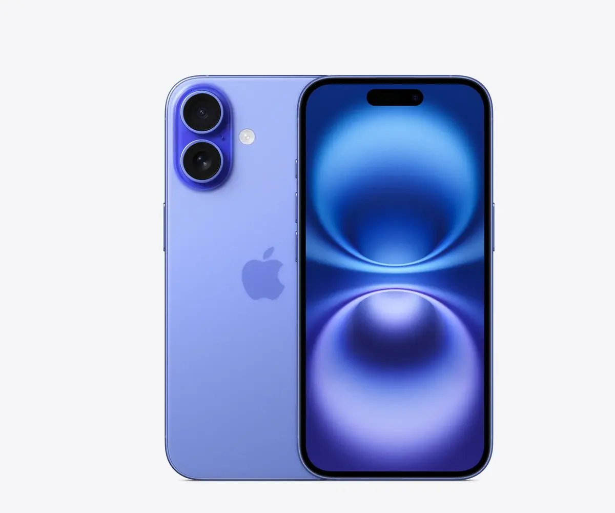 iPhone 16 en Ultramar, vista trasera y frontal