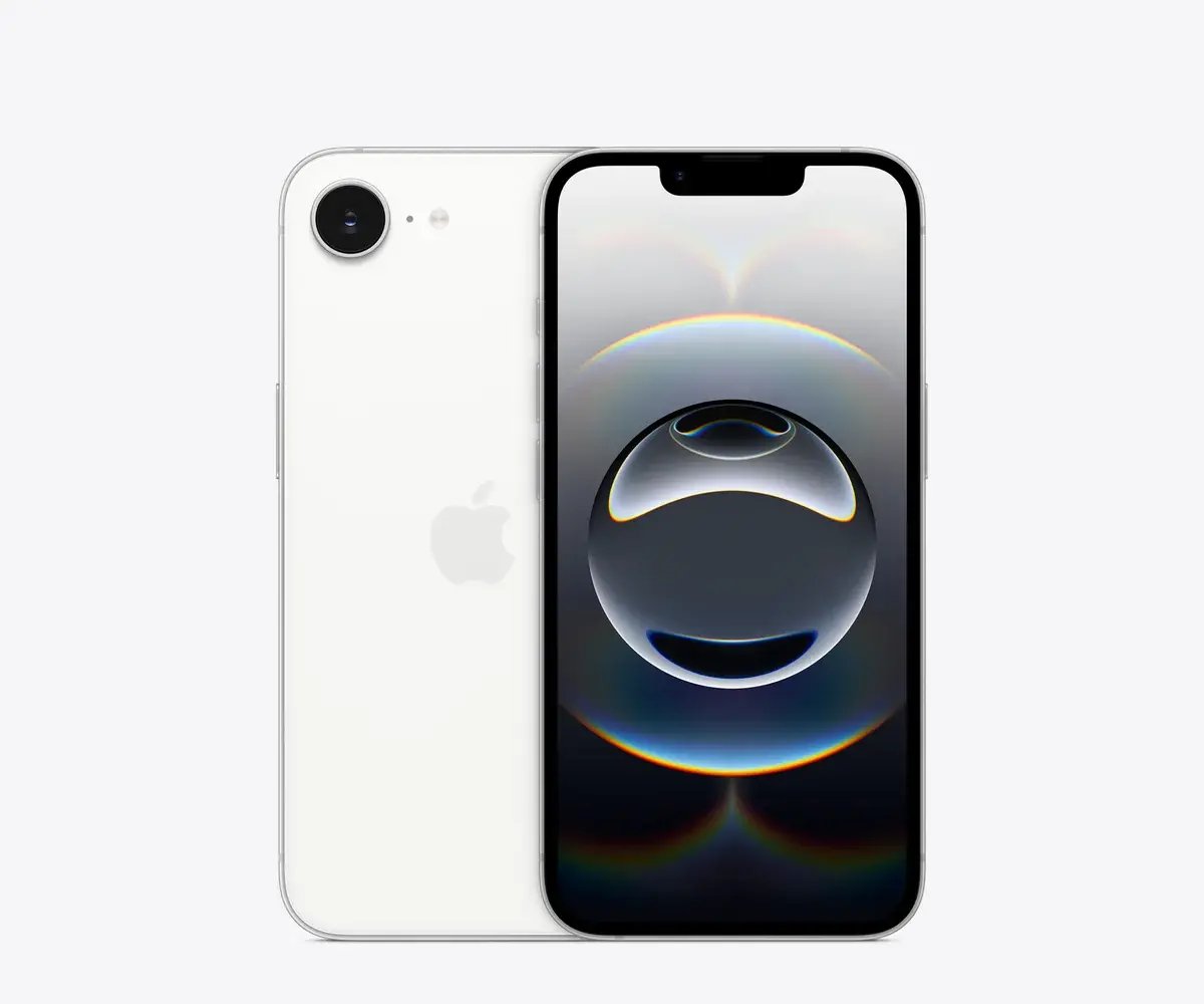 iPhone 16e en Blanco, vista trasera y frontal