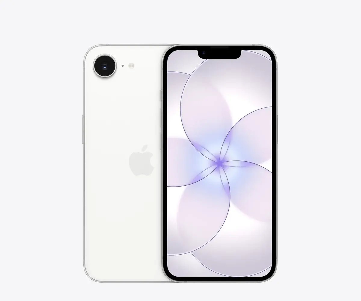 iPhone 17e en Blanco, vista trasera y frontal